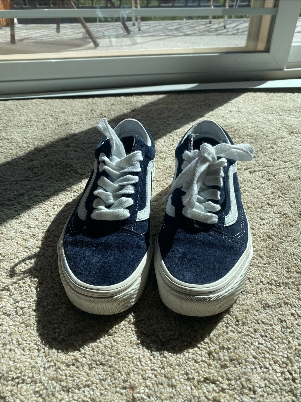Vans Navy Suede Low-Top Sneakers with White Stripe